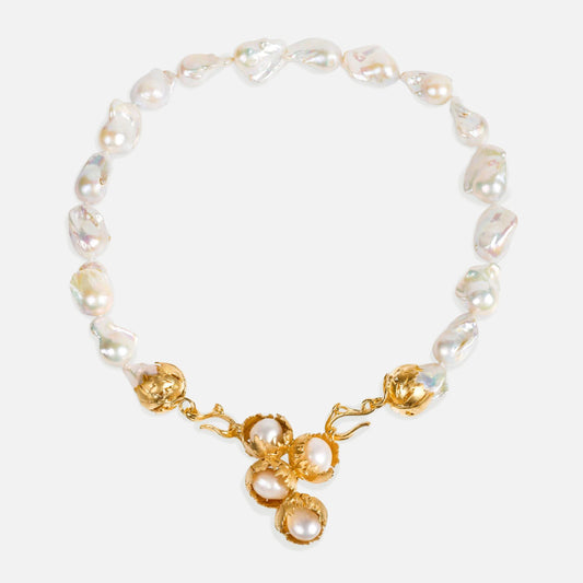 Collier mit Barockperlen – vergoldet