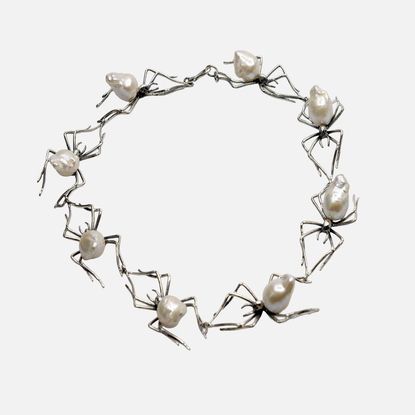 Collier Spinne mit Barockperlen – Silber