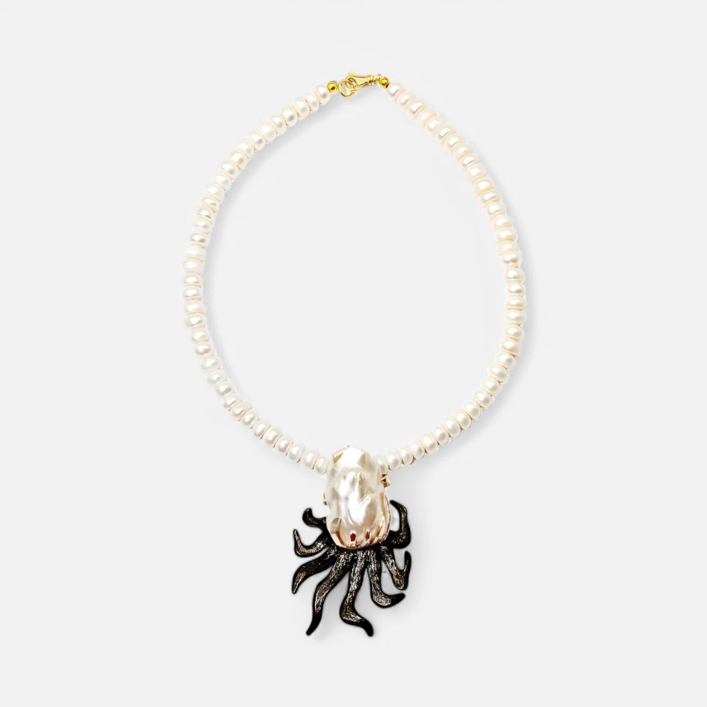 Süßwasserperlenkette mit Anhänger aus Silber & 8K Gold