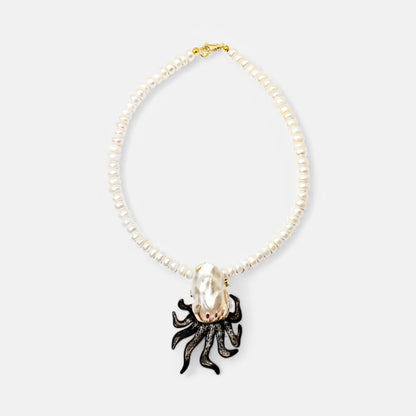 Süßwasserperlenkette mit Anhänger aus Silber & 8K Gold
