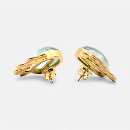 Aquamarin-Set aus 750er Gelbgold – Ohrringe & Anhänger
