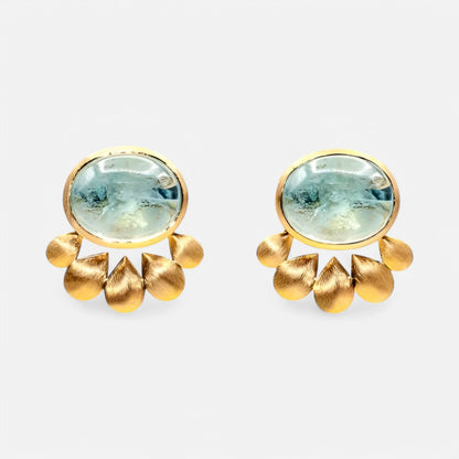 Aquamarin-Set aus 750er Gelbgold – Ohrringe & Anhänger
