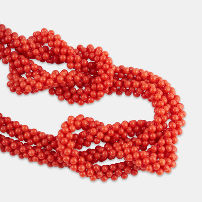 Handgewebte Kette aus natürlichen roten Korallen