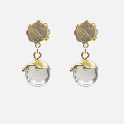 Ohrringe mit Kristallkugel – vergoldet