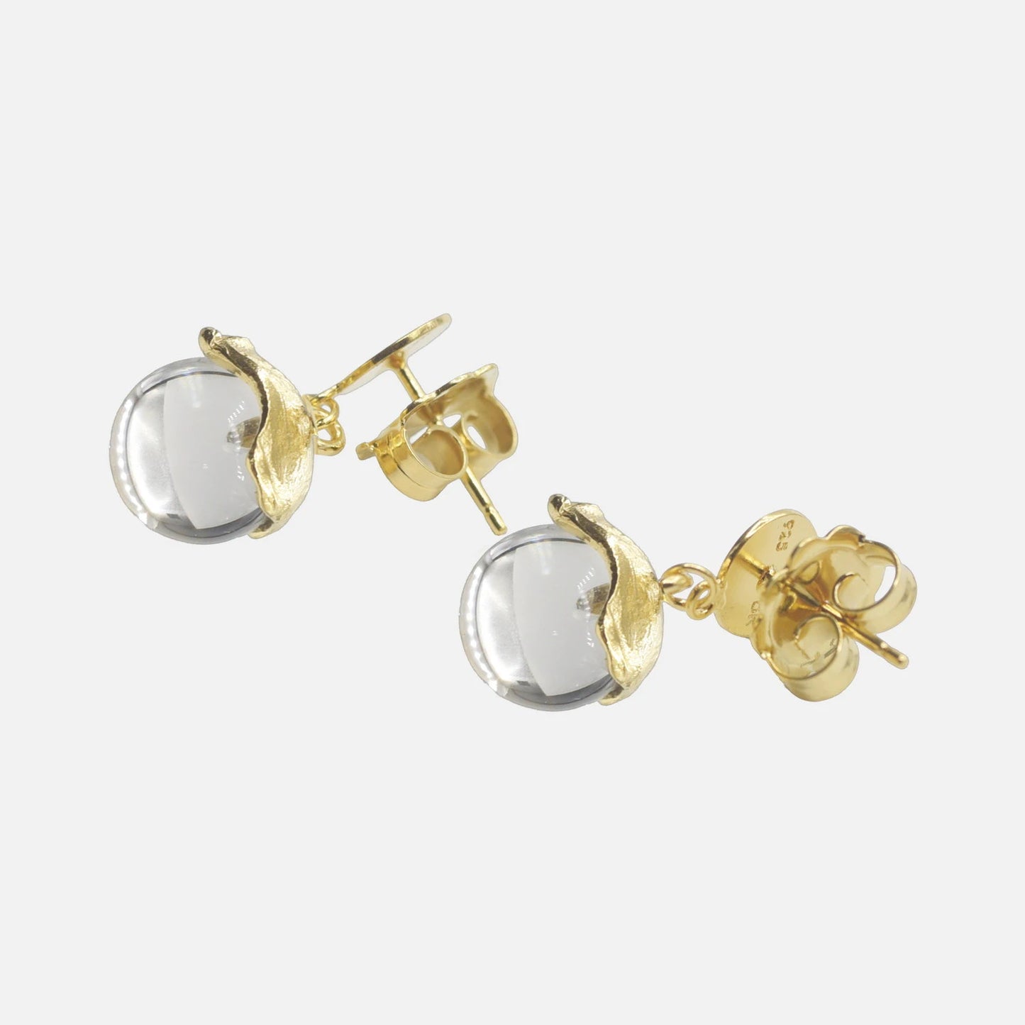 Ohrringe mit Kristallkugel – vergoldet