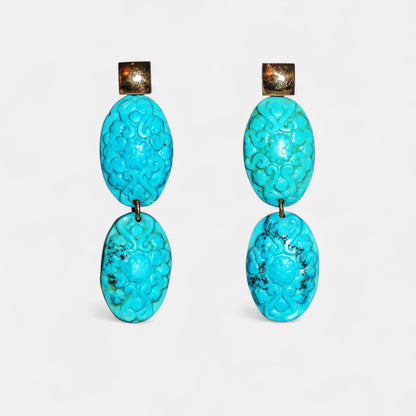 Design-Ohrringe mit Magnesit & 18K Gelbgold