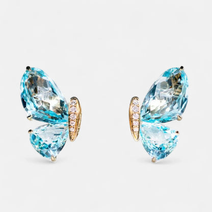 Ohrringe Schmetterling mit Topasen & Brillanten – 18K Gelbgold