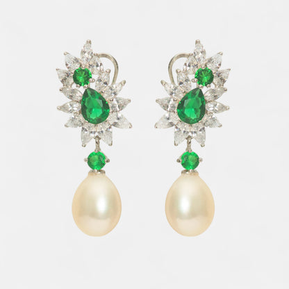 Ohrringe mit Kristallen & Perlentropfen aus Silber – Elegant & Feminin