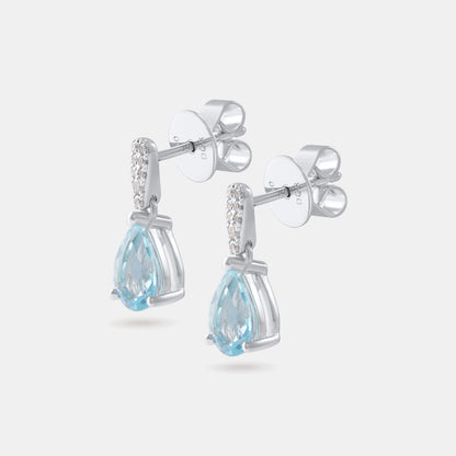 Ohrringe mit Sky-Blue Topas & Brillanten – 18K Weißgold