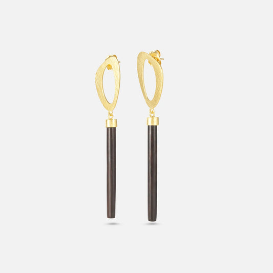 Vergoldete Ohrringe mit Ebenholz
