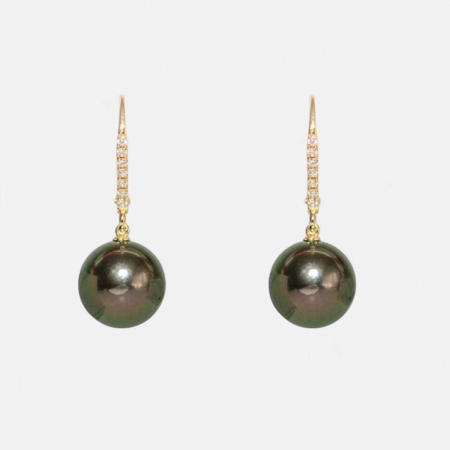 Ohrstecker aus 18K Gelbgold mit Tahiti-Perlen & Brillanten