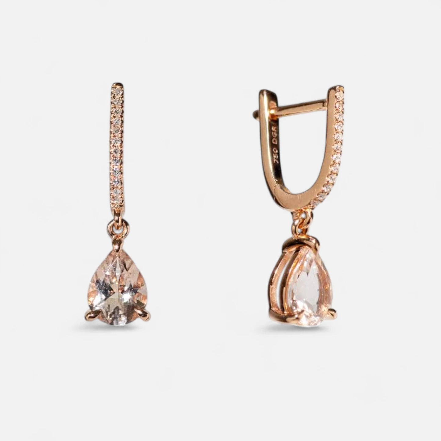 Ohrstecker mit Morganit & Diamanten – 18K Roségold