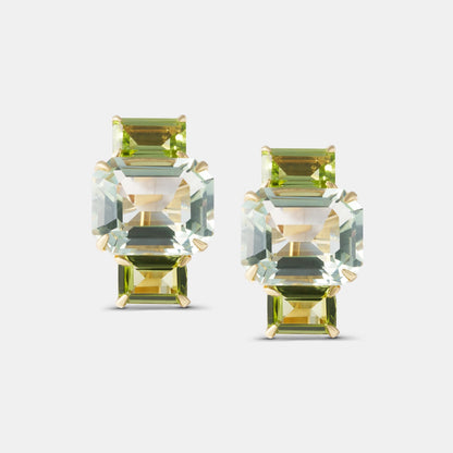 Ohrstecker mit Peridot & grünem Amethyst – 18K Gelbgold