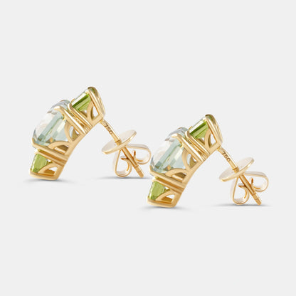 Ohrstecker mit Peridot & grünem Amethyst – 18K Gelbgold