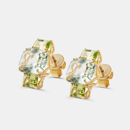 Ohrstecker mit Peridot & grünem Amethyst – 18K Gelbgold
