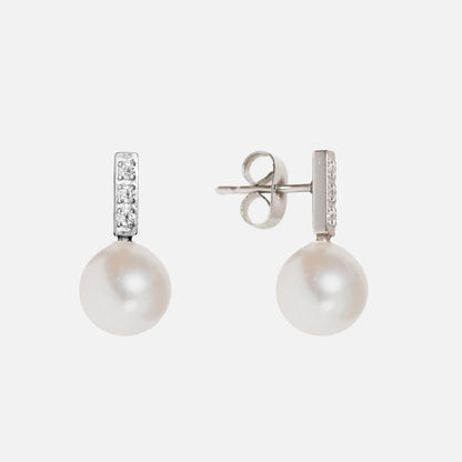 Silber Ohrstecker mit Süsswasserperlen & Zirkonia