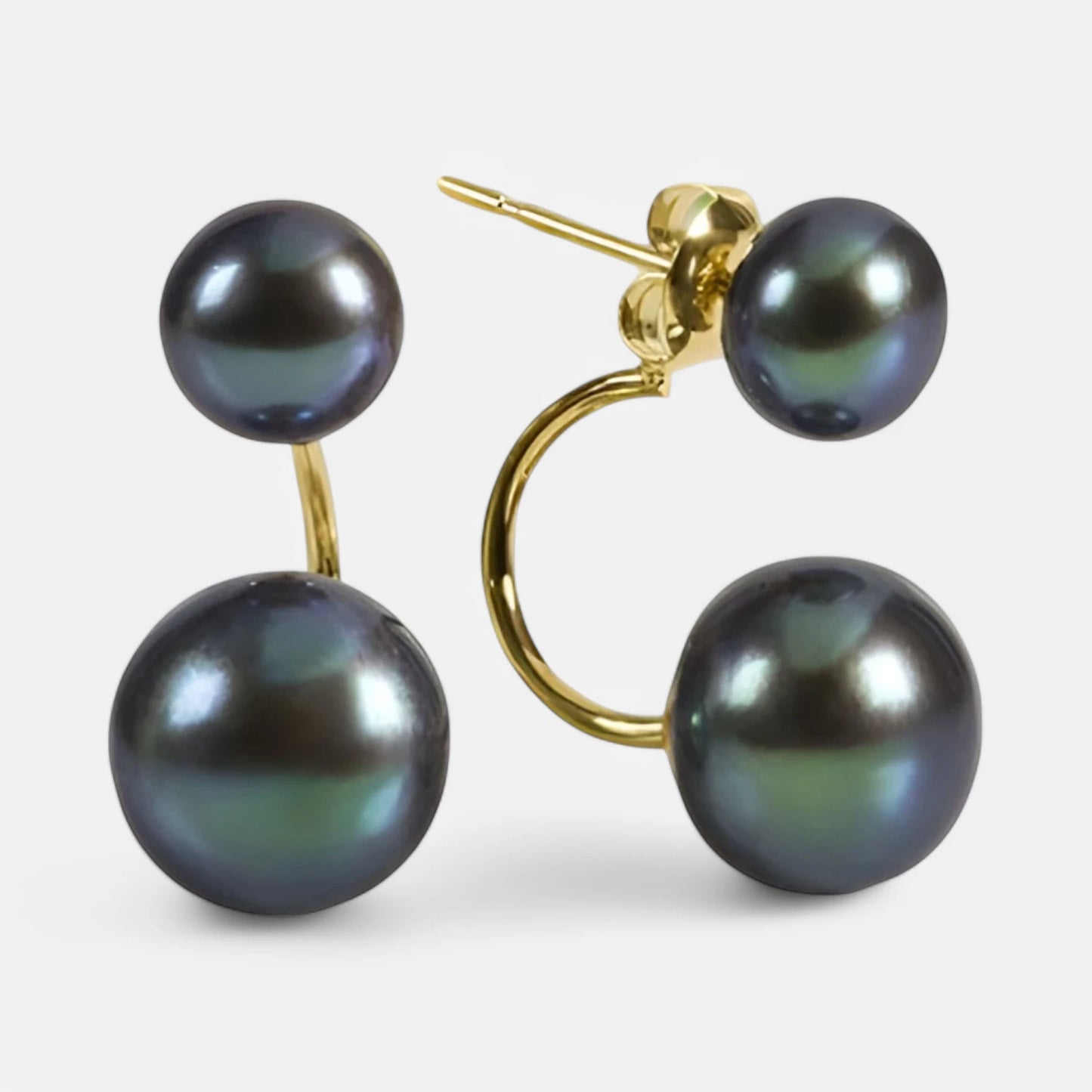 Doppelperlen-Ohrstecker aus 585er Gold – Stilvolles Duo