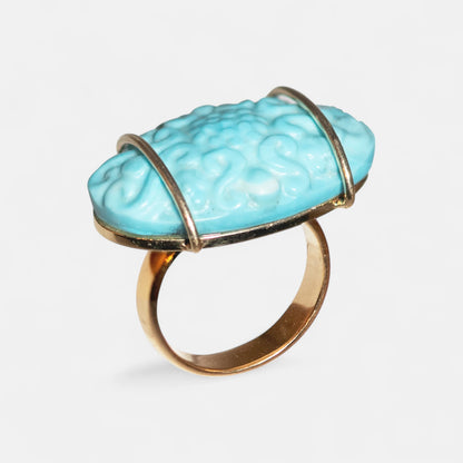 Statement-Ring mit Magensit Cabochon – 18K Gelbgold