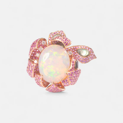 Unikat-Ring mit Opal, Pink Saphir & Brillanten – Künstlerisches Meisterstück