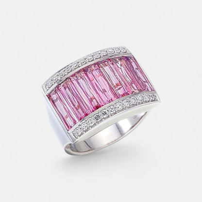 Statement-Ring mit Pinkturmalin & Brillanten – Glamour Pur