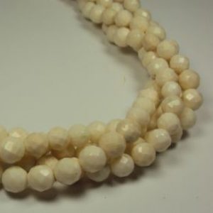 HONG BOCK-Bamboo coral white spherical shape with facet in 8 mm