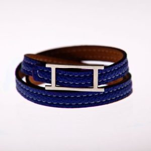 HONG BOCK-Leder Armband Blau.