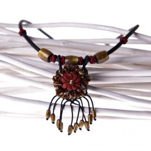 HONG BOCK-Coral necklace withe leather