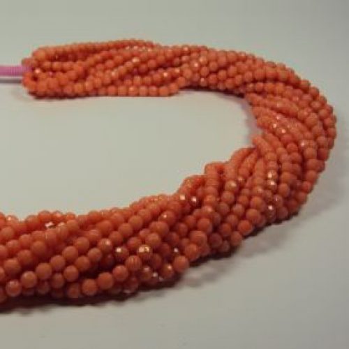 HONG BOCK-Bamboo coral pink spherical shape with facet in 4 mm