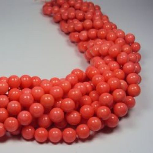 HONG BOCK-Bamboo coral salmon colour spherical shape in 8 mm