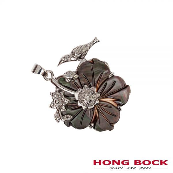 HONG BOCK-Luckyday Perlmutt Blume Anhänger 925 silber Rordiniert.-2463