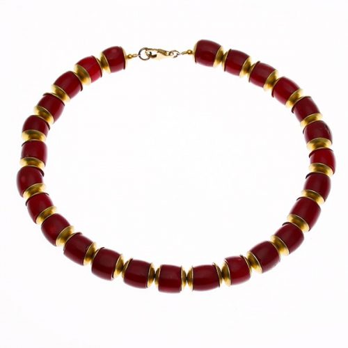 HONG BOCK-Bamboo coral necklace red/cylindric