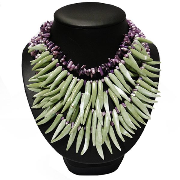HONG BOCK-Design Halskette Magensit grun und Korallen lila-1394
