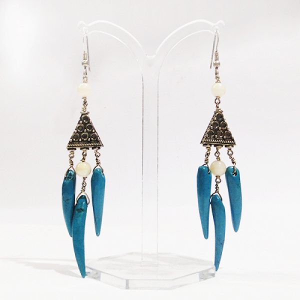 Design Ohrringe mit blaue Magensit und silber-1447