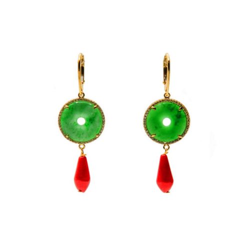 HONG BOCK-Yasmin Earring from China jade and coral ( red )