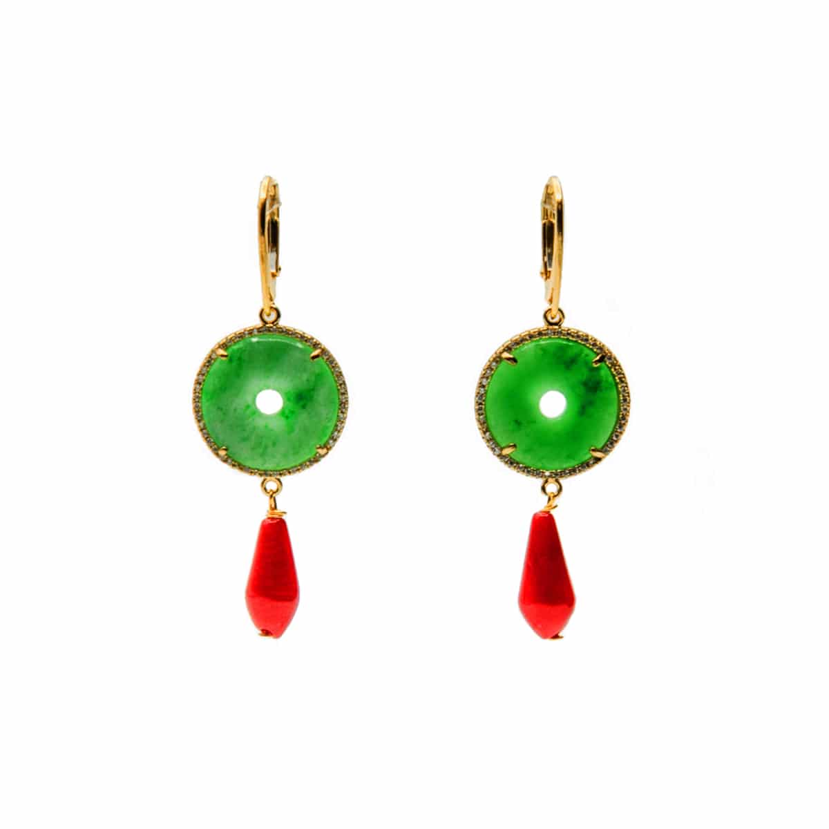 HONG BOCK-Yasmin Earring from China jade and coral ( red )