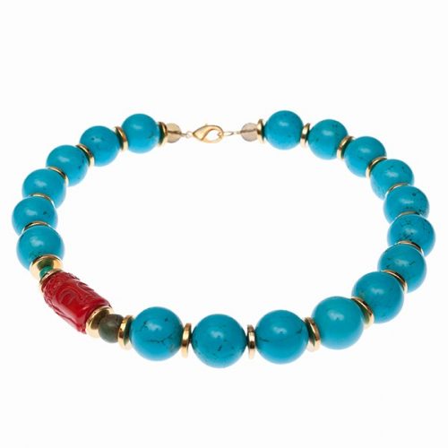 Lamia  chain with magnesit blue and coral red