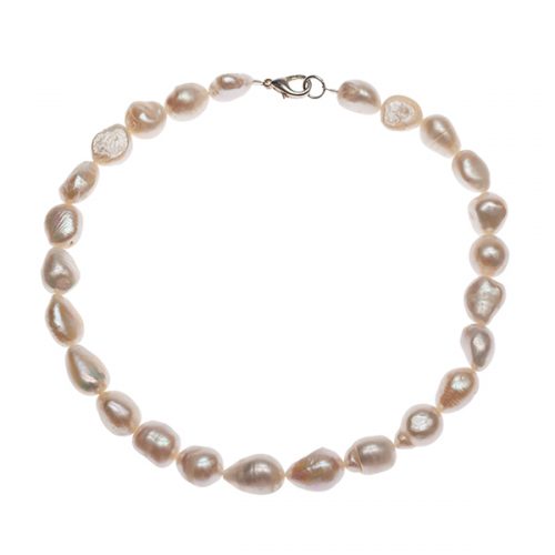 frechwater pearl necklece baroque in white 10x15mm