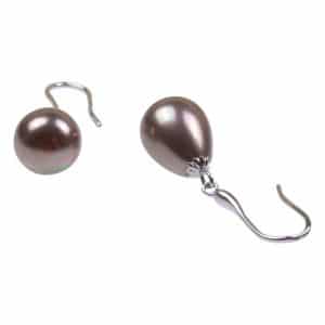 HONG BOCK-Tropfen Perlen Ohrringe 10mm Dunkelbrauen