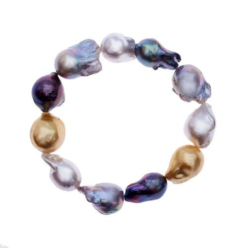 HONG BOCK-Süsswasser Barock-Perlen  Armband (Mutiecolor)