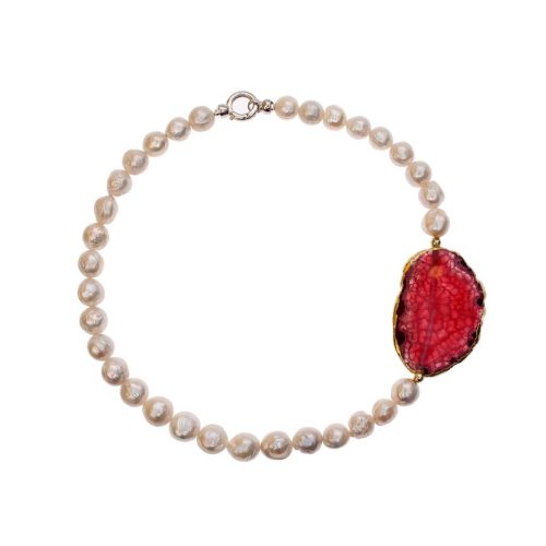 frechwater pearl baroque necklece  in champager