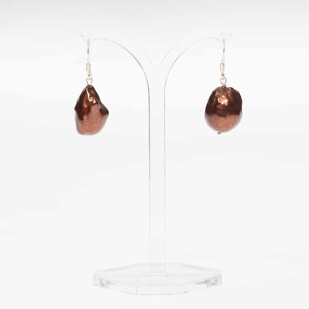 HONG BOCK-baroque pearl earrings in winered