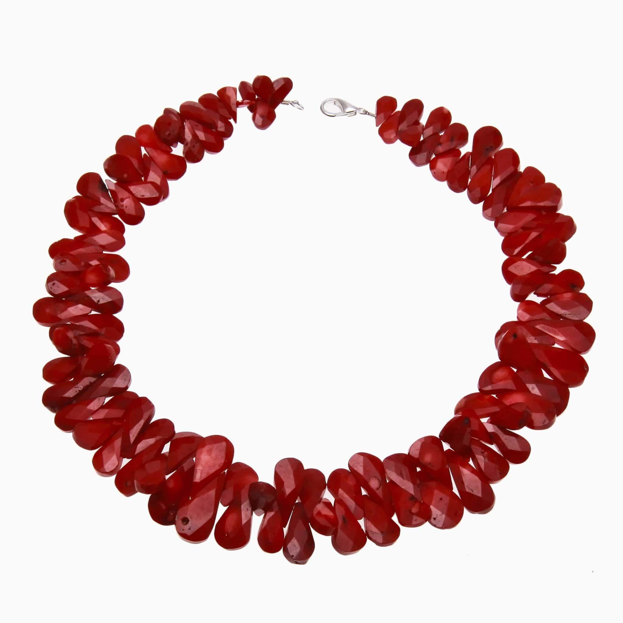 HONG BOCK-Bamboo coral necklace red. 45cm long.