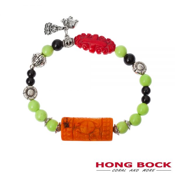 HONG BOCK-Design Armband von Bambuskorallen und schwarze Onyx-2232