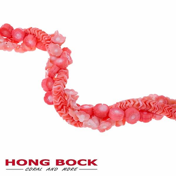 HONG BOCK-Bambuskorallen Kette Rosen in pink-2321