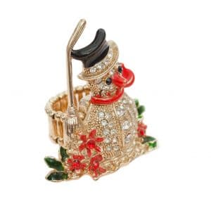 Snowman ring of crystal and brass