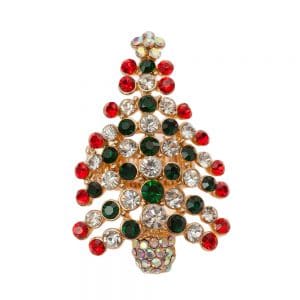 HONG BOCK-Weihnachtsbaum Ring aus Kristall und Messing