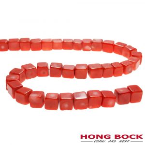 HONG BOCK-Bambuskorallen Würfel Strang lacks-orange in 15x15mm