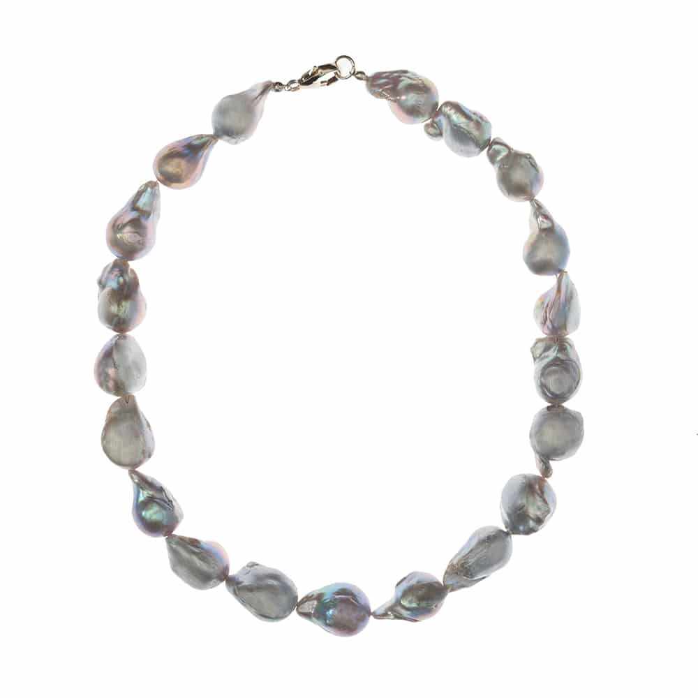 frechwater pearl baroque necklece  in light gray