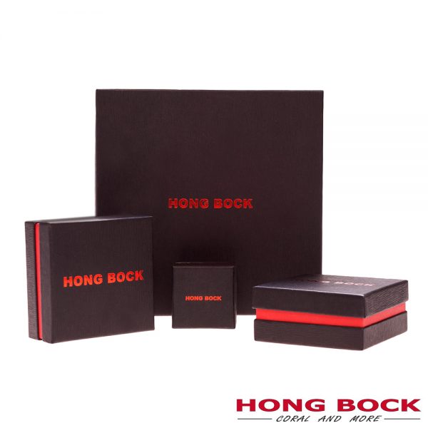 HONG BOCK-Design - Süßwasser-Perlenkette, 3 reihig, mit rotem Korallenelement-2573