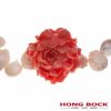 HONG BOCK-Design - Weiße Süßwasser-Barockperlenkette und handgeschnitzter Korallen-Rose-2494